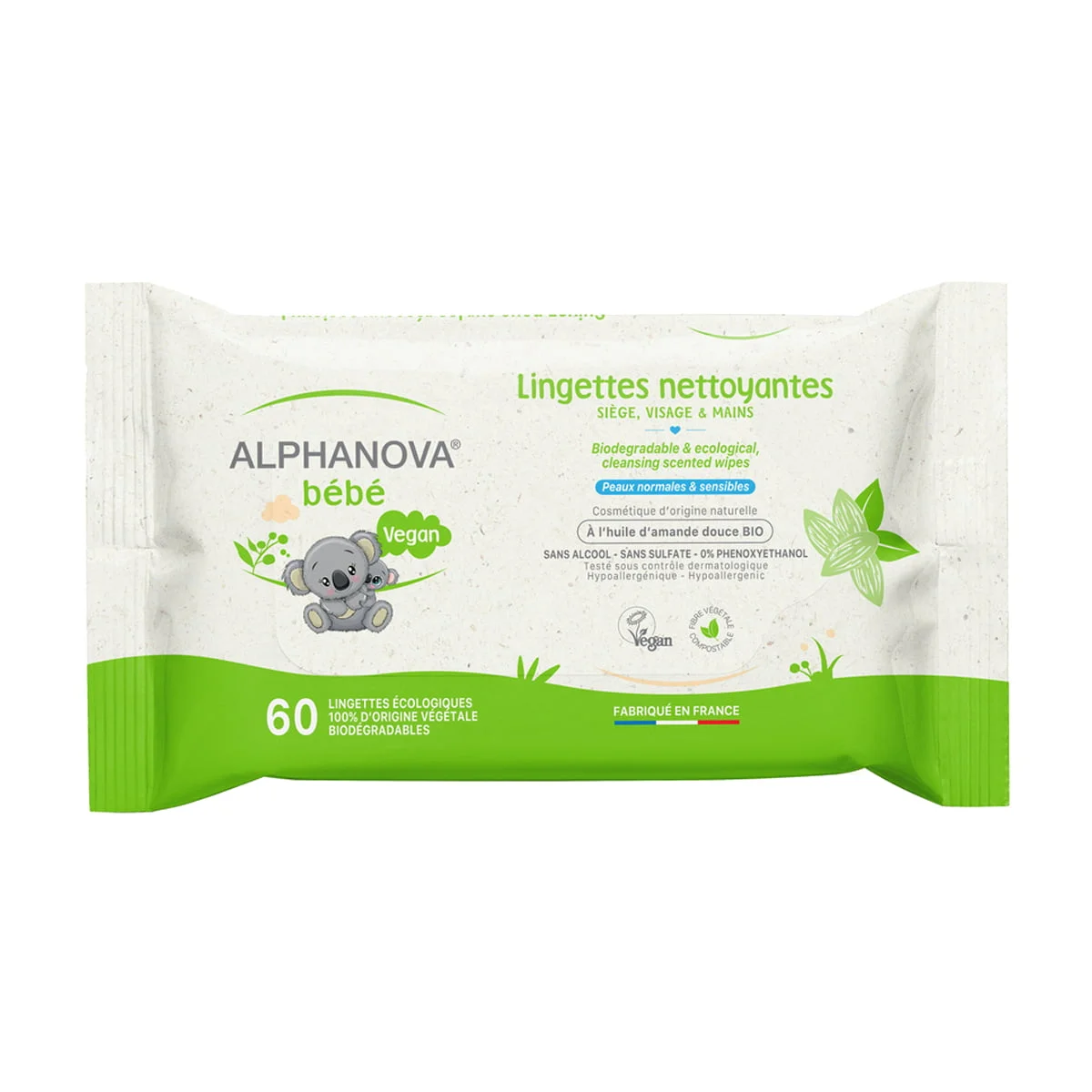 Lingettes épaisses extra douces à l'huile d'amande douce - Alphanova bébé