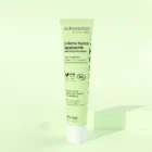 Crème hydra-apaisante anti-imperfections bio effet matifiant sur fond blanc – soin visage contre boutons et rougeurs