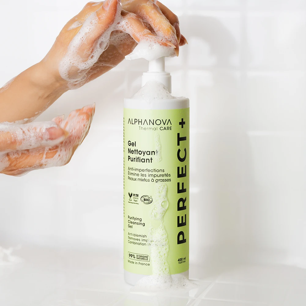 Gel nettoyant purifiant visage Alphanova Thermal Care flacon pompe 400 ml