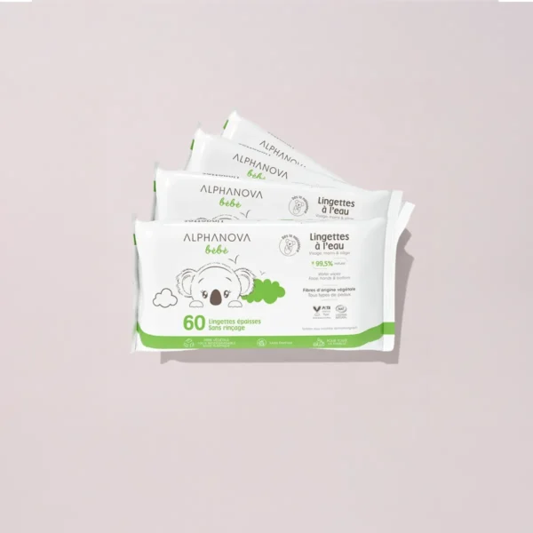 Kit lingettes à l'eau sans parfum x4