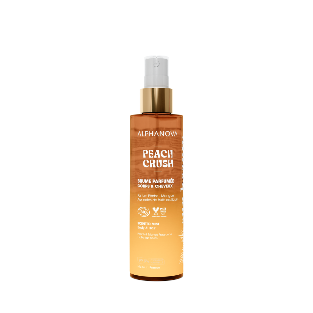 Brume parfumée corps & cheveux Pêche Mangue – PEACH CRUSH Brume cheveux et corps Pêche Mangue bio PEACH CRUSH 100 ml