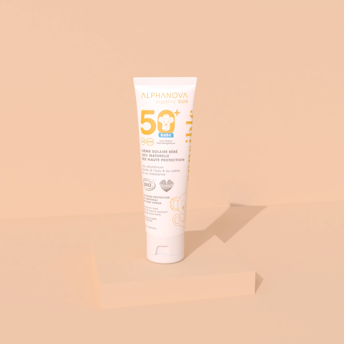 Crèmes solaire bébé bio SPF 50+ – tube Alphanova Organic Sun