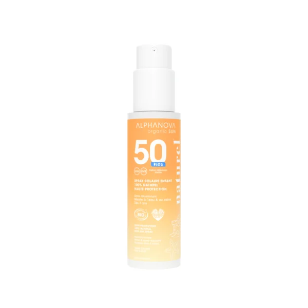 Crème solaire enfant SPF 50 Alphanova – spray solaire naturel 100 g