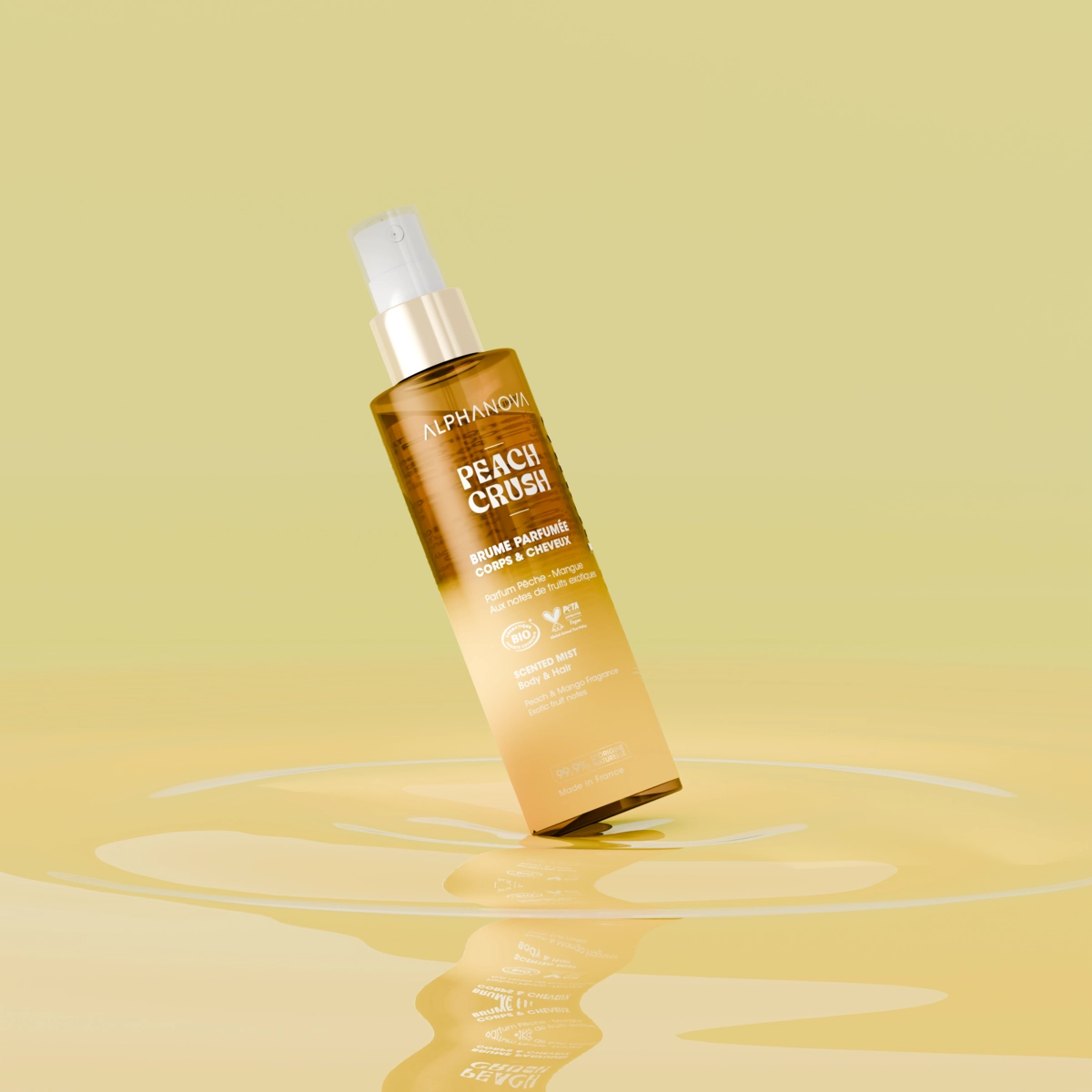Brume cheveux Pêche Mangue PEACH CRUSH Alphanova Sun Beauty